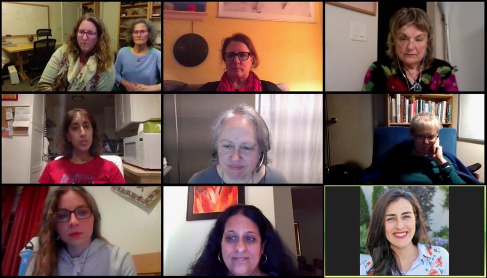 Participants in a Kafenia gathering on Zoom, 2020